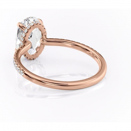 Inel de logodnă Arabella din aur Rose 14kt cu moissanite tăietură ovală – Montură pavé rafinată pentru profil jos | Personalizează și configurează gratuit online [3]