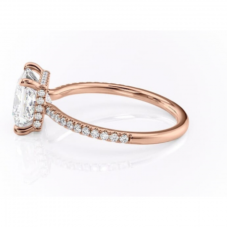 Inel de logodnă Arabella din aur Rose 14kt cu moissanite tăietură princess – Montură pavé rafinată pentru profil jos | Personalizează și configurează gratuit online [5]