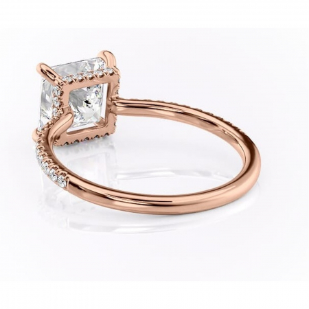 Inel de logodnă Arabella din aur Rose 14kt cu moissanite tăietură princess – Montură pavé rafinată pentru profil jos | Personalizează și configurează gratuit online [3]