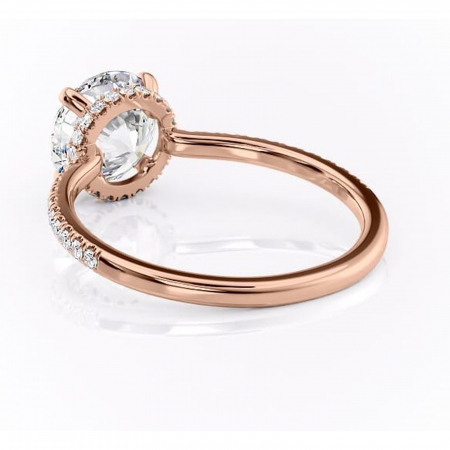 Inel de logodnă Arabella din aur Rose 14kt cu moissanite tăietură rotundă – Montură pavé rafinată pentru profil jos | Personalizează și configurează gratuit online [3]