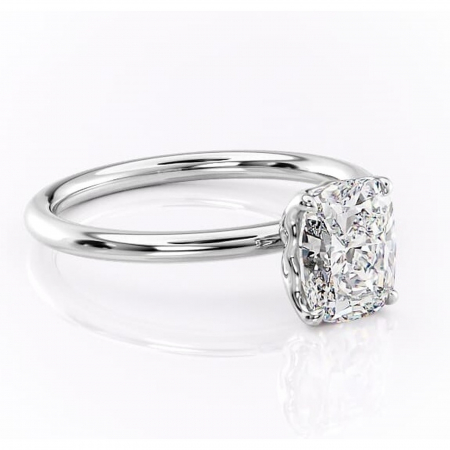 Pernă alungită - Inel de logodnă Arabeth din aur Alb 14kt cu moissanite tăietură asscher – Solitar rafinată pentru profil înalt | Personalizează și configurează gratuit online