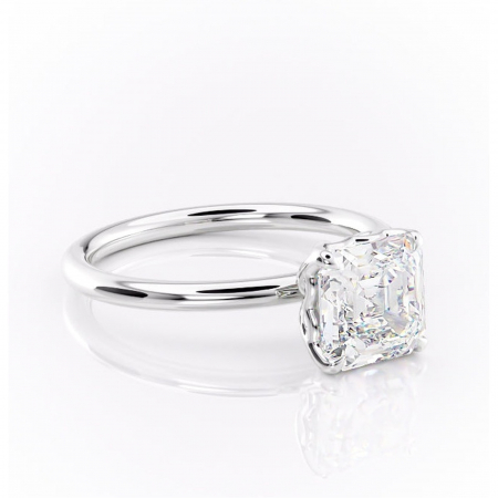 Asscher - Inel de logodnă Arabeth din aur Alb 14kt cu moissanite tăietură asscher – Solitar rafinată pentru profil înalt | Personalizează și configurează gratuit online