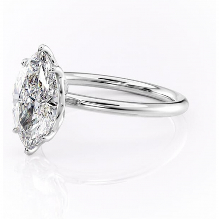 Inel de logodnă Arabeth din aur Alb 14kt cu moissanite tăietură marquise – Solitar rafinată pentru profil înalt | Personalizează și configurează gratuit online [6]
