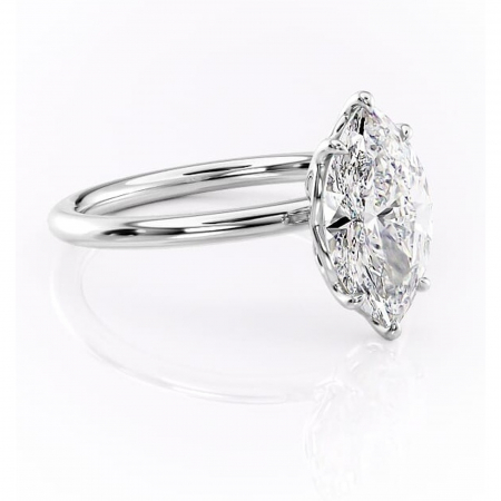 Marquise - Inel de logodnă Arabeth din aur Alb 14kt cu moissanite tăietură marquise – Solitar rafinată pentru profil înalt | Personalizează și configurează gratuit online