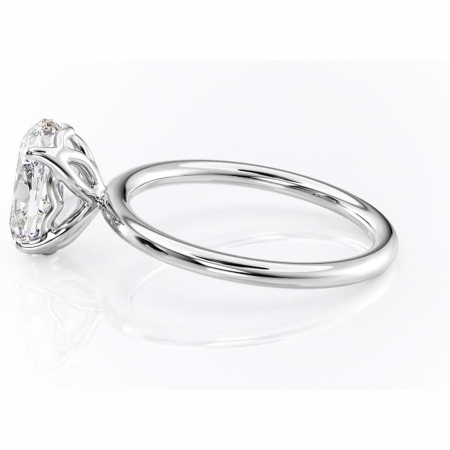 Inel de logodnă Arabeth din aur Alb 14kt cu moissanite tăietură ovală – Solitar rafinată pentru profil înalt | Personalizează și configurează gratuit online [5]