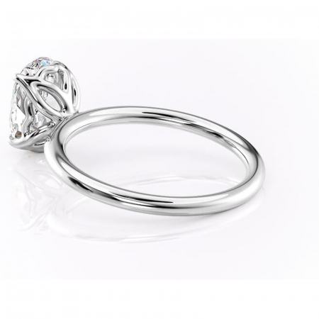 Inel de logodnă Arabeth din aur Alb 14kt cu moissanite tăietură ovală – Solitar rafinată pentru profil înalt | Personalizează și configurează gratuit online [4]