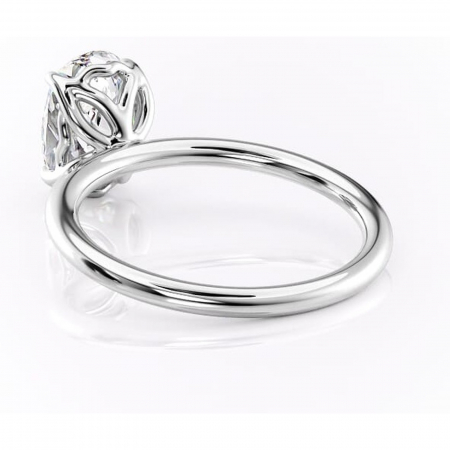 Inel de logodnă Arabeth din aur Alb 14kt cu moissanite tăietură ovală – Solitar rafinată pentru profil înalt | Personalizează și configurează gratuit online [3]