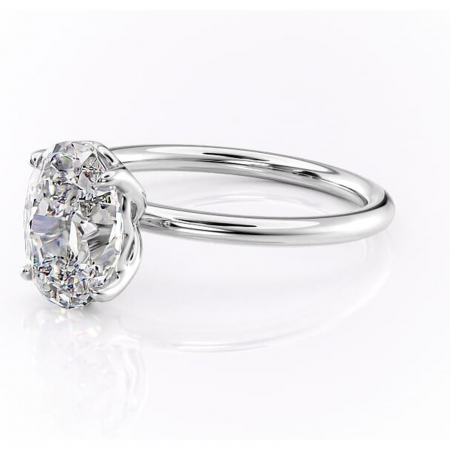 Inel de logodnă Arabeth din aur Alb 14kt cu moissanite tăietură ovală – Solitar rafinată pentru profil înalt | Personalizează și configurează gratuit online [6]