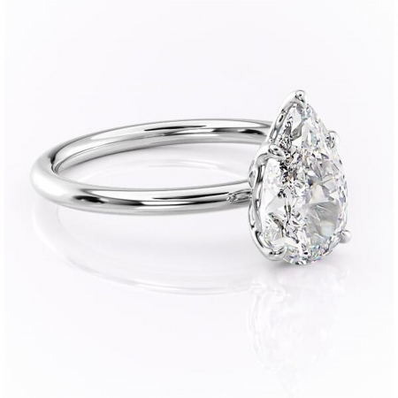 Pară - Inel de logodnă Arabeth din aur Alb 14kt cu moissanite tăietură pară – Solitar rafinată pentru profil înalt | Personalizează și configurează gratuit online