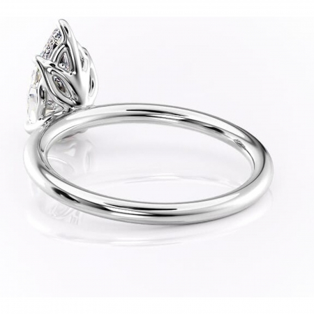 Inel de logodnă Arabeth din aur Alb 14kt cu moissanite tăietură pară – Solitar rafinată pentru profil înalt | Personalizează și configurează gratuit online [3]