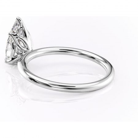 Inel de logodnă Arabeth din aur Alb 14kt cu moissanite tăietură pară – Solitar rafinată pentru profil înalt | Personalizează și configurează gratuit online [4]