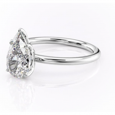 Inel de logodnă Arabeth din aur Alb 14kt cu moissanite tăietură pară – Solitar rafinată pentru profil înalt | Personalizează și configurează gratuit online [6]