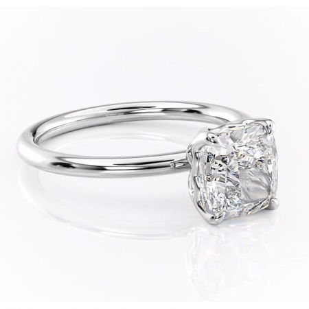 Pernă - Inel de logodnă Arabeth din aur Alb 14kt cu moissanite tăietură pernă – Solitar rafinată pentru profil înalt | Personalizează și configurează gratuit online