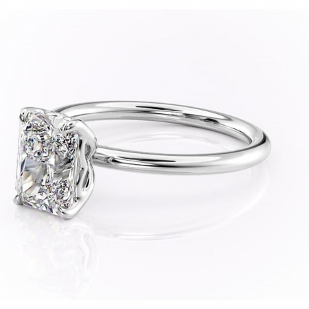 Inel de logodnă Arabeth din aur Alb 14kt cu moissanite tăietură radiantă – Solitar rafinată pentru profil înalt | Personalizează și configurează gratuit online [6]