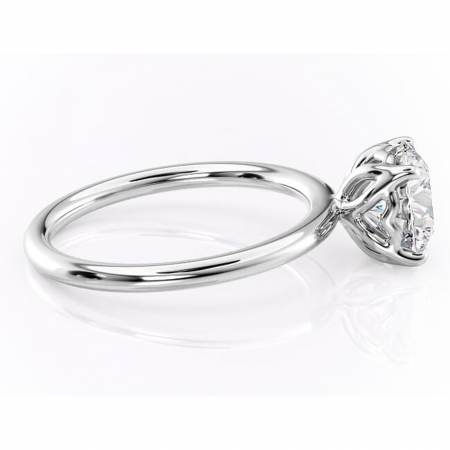 Inel de logodnă Arabeth din aur Alb 14kt cu moissanite tăietură rotundă – Solitar rafinată pentru profil înalt | Personalizează și configurează gratuit online [1]