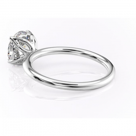 Inel de logodnă Arabeth din aur Alb 14kt cu moissanite tăietură rotundă – Solitar rafinată pentru profil înalt | Personalizează și configurează gratuit online [4]