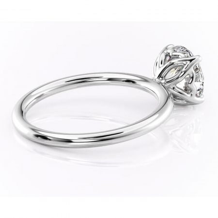 Inel de logodnă Arabeth din aur Alb 14kt cu moissanite tăietură rotundă – Solitar rafinată pentru profil înalt | Personalizează și configurează gratuit online [2]