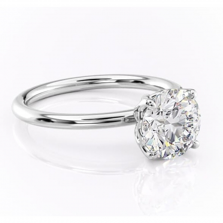 14K - Inel de logodnă Arabeth din aur Alb 14kt cu moissanite tăietură rotundă – Solitar rafinată pentru profil înalt | Personalizează și configurează gratuit online