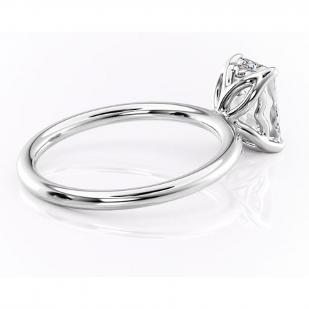 Inel de logodnă Arabeth din aur Alb 14kt cu moissanite tăietură smarald – Solitar rafinată pentru profil înalt | Personalizează și configurează gratuit online [2]