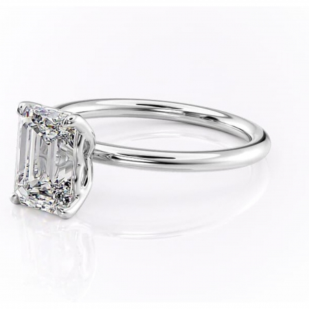 Inel de logodnă Arabeth din aur Alb 14kt cu moissanite tăietură smarald – Solitar rafinată pentru profil înalt | Personalizează și configurează gratuit online [6]