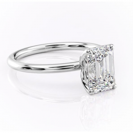 Smarald - Inel de logodnă Arabeth din aur Alb 14kt cu moissanite tăietură smarald – Solitar rafinată pentru profil înalt | Personalizează și configurează gratuit online