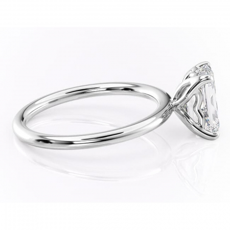 Inel de logodnă Arabeth din aur Alb 14kt cu moissanite tăietură smarald – Solitar rafinată pentru profil înalt | Personalizează și configurează gratuit online [1]