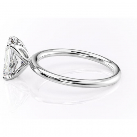 Inel de logodnă Arabeth din aur Alb 14kt cu moissanite tăietură smarald – Solitar rafinată pentru profil înalt | Personalizează și configurează gratuit online [5]