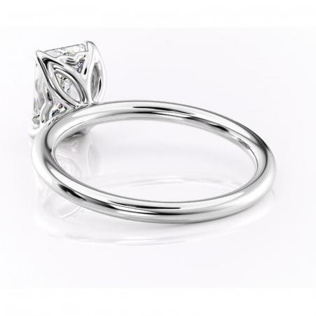 Inel de logodnă Arabeth din aur Alb 14kt cu moissanite tăietură smarald – Solitar rafinată pentru profil înalt | Personalizează și configurează gratuit online [3]