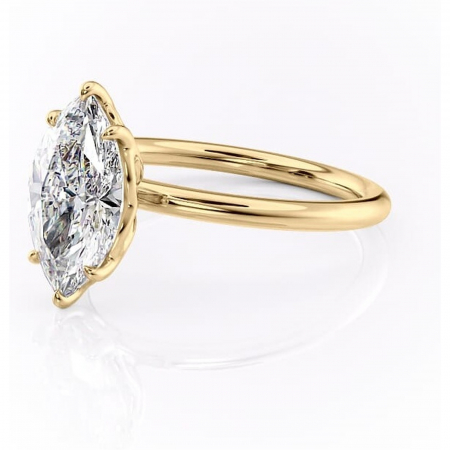 Inel de logodnă Arabeth din aur Galben 14kt cu moissanite tăietură marquise – Solitar rafinată pentru profil înalt | Personalizează și configurează gratuit online [6]