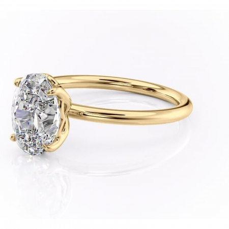 Inel de logodnă Arabeth din aur Galben 18kt cu moissanite tăietură ovală – Solitar rafinată pentru profil înalt | Personalizează și configurează gratuit online [6]