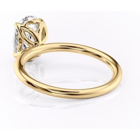 Inel de logodnă Arabeth din aur Galben 18kt cu moissanite tăietură ovală – Solitar rafinată pentru profil înalt | Personalizează și configurează gratuit online [3]