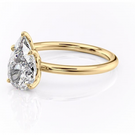 Inel de logodnă Arabeth din aur Galben 18kt cu moissanite tăietură pară – Solitar rafinată pentru profil înalt | Personalizează și configurează gratuit online [6]