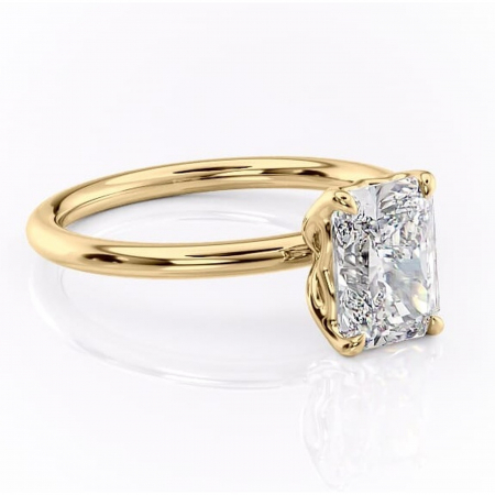 Aur galben - Inel de logodnă Arabeth din aur Galben 18kt cu moissanite tăietură radiantă – Solitar rafinată pentru profil înalt | Personalizează și configurează gratuit online