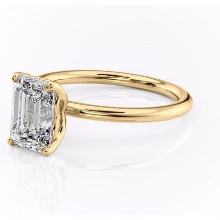 Inel de logodnă Arabeth din aur Galben 14kt cu moissanite tăietură smarald – Solitar rafinată pentru profil înalt | Personalizează și configurează gratuit online [6]
