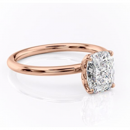 Pernă alungită - Inel de logodnă Arabeth din aur Rose 14kt cu moissanite tăietură asscher – Solitar rafinată pentru profil înalt | Personalizează și configurează gratuit online