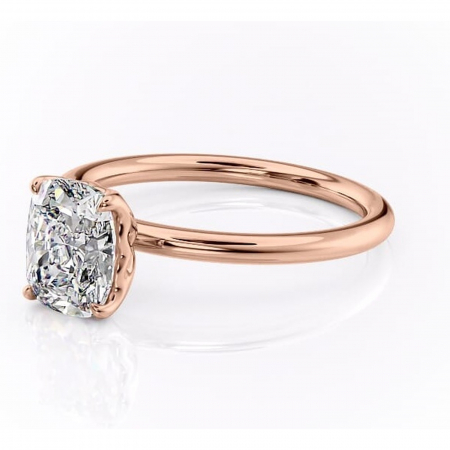 Inel de logodnă Arabeth din aur Rose 14kt cu moissanite tăietură asscher – Solitar rafinată pentru profil înalt | Personalizează și configurează gratuit online [6]