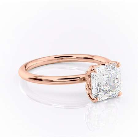 Asscher - Inel de logodnă Arabeth din aur Rose 18kt cu moissanite tăietură asscher – Solitar rafinată pentru profil înalt | Personalizează și configurează gratuit online