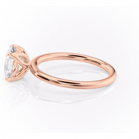 Inel de logodnă Arabeth din aur Rose 14kt cu moissanite tăietură asscher – Solitar rafinată pentru profil înalt | Personalizează și configurează gratuit online [5]