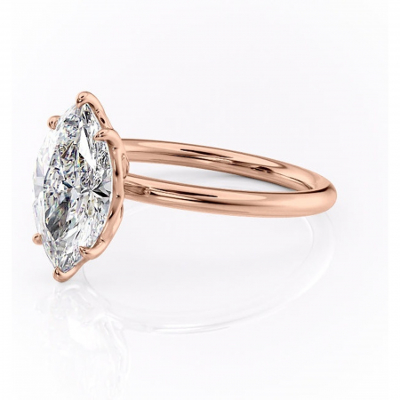 Inel de logodnă Arabeth din aur Rose 14kt cu moissanite tăietură marquise – Solitar rafinată pentru profil înalt | Personalizează și configurează gratuit online [6]