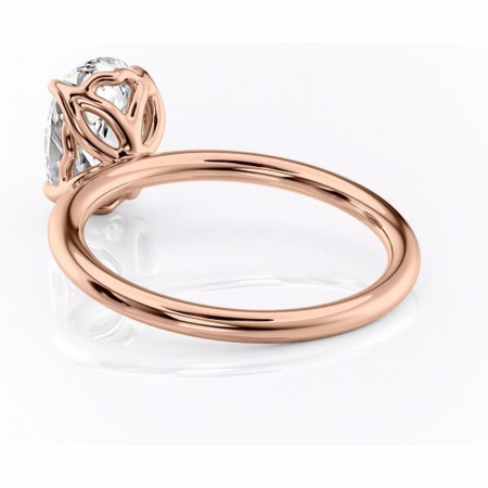 Inel de logodnă Arabeth din aur Rose 14kt cu moissanite tăietură ovală – Solitar rafinată pentru profil înalt | Personalizează și configurează gratuit online [3]