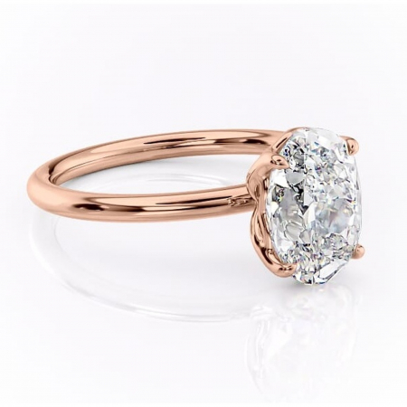 Ovală - Inel de logodnă Arabeth din aur Rose 18kt cu moissanite tăietură ovală – Solitar rafinată pentru profil înalt | Personalizează și configurează gratuit online