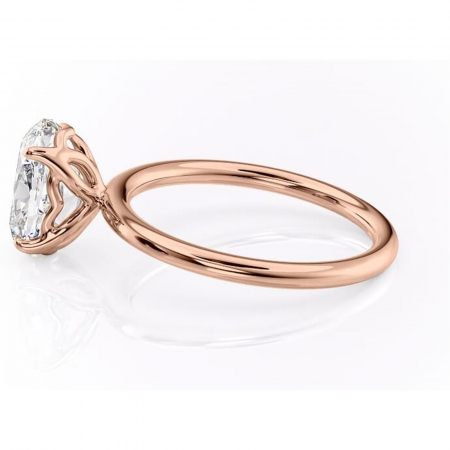 Inel de logodnă Arabeth din aur Rose 14kt cu moissanite tăietură ovală – Solitar rafinată pentru profil înalt | Personalizează și configurează gratuit online [5]
