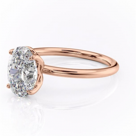 Inel de logodnă Arabeth din aur Rose 14kt cu moissanite tăietură ovală – Solitar rafinată pentru profil înalt | Personalizează și configurează gratuit online [6]