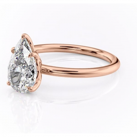 Inel de logodnă Arabeth din aur Rose 18kt cu moissanite tăietură pară – Solitar rafinată pentru profil înalt | Personalizează și configurează gratuit online [6]