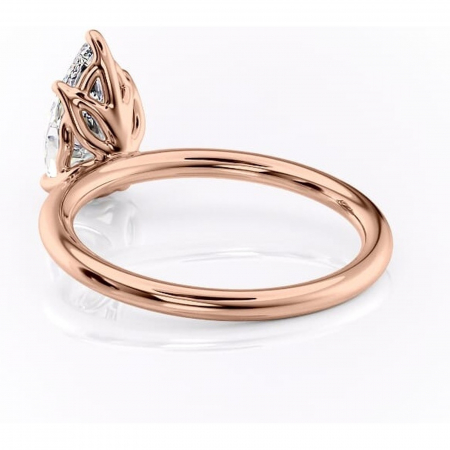 Inel de logodnă Arabeth din aur Rose 18kt cu moissanite tăietură pară – Solitar rafinată pentru profil înalt | Personalizează și configurează gratuit online [3]