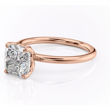 Inel de logodnă Arabeth din aur Rose 14kt cu moissanite tăietură pernă – Solitar rafinată pentru profil înalt | Personalizează și configurează gratuit online [6]