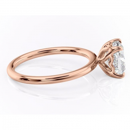Inel de logodnă Arabeth din aur Rose 14kt cu moissanite tăietură pernă – Solitar rafinată pentru profil înalt | Personalizează și configurează gratuit online [1]