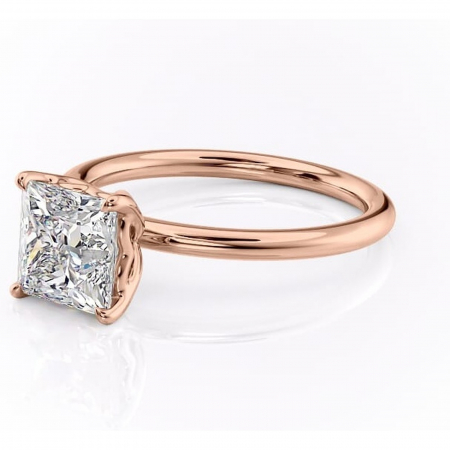 Inel de logodnă Arabeth din aur Rose 14kt cu moissanite tăietură princess – Solitar rafinată pentru profil înalt | Personalizează și configurează gratuit online [6]