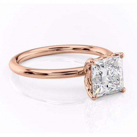 Princess - Inel de logodnă Arabeth din aur Rose 18kt cu moissanite tăietură princess – Solitar rafinată pentru profil înalt | Personalizează și configurează gratuit online