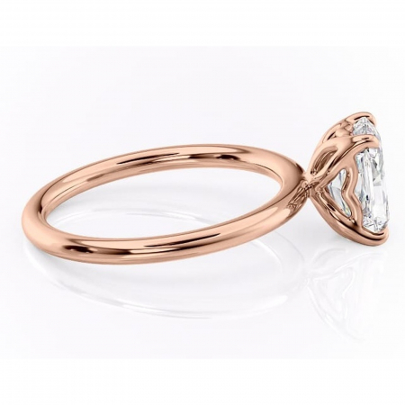 Inel de logodnă Arabeth din aur Rose 14kt cu moissanite tăietură radiantă – Solitar rafinată pentru profil înalt | Personalizează și configurează gratuit online [1]